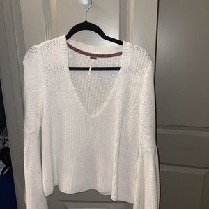 Free people bell bottom sleeve white